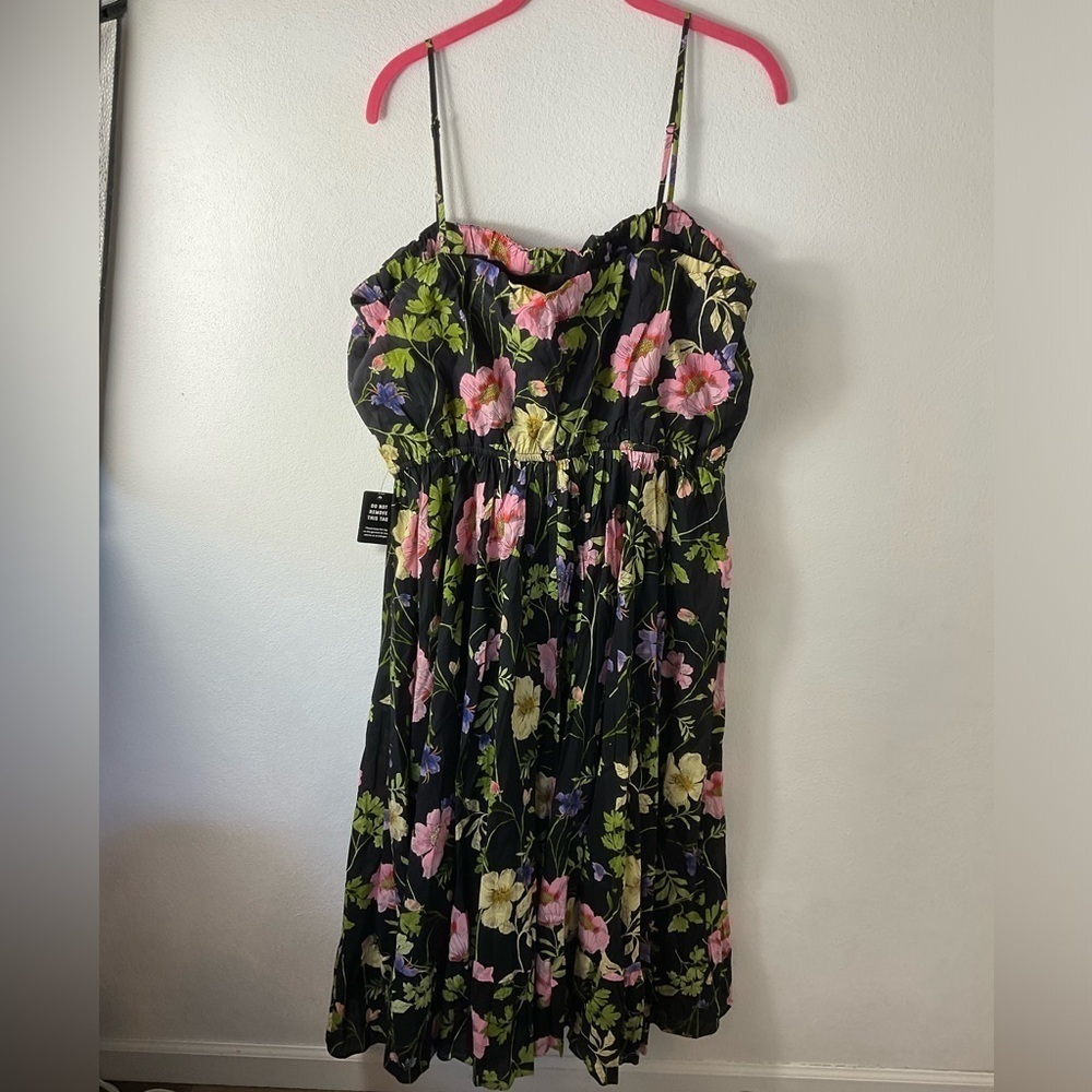 Express Floral Empire Waist Crinkle Midi Dress Sz XL - Picture 4 of 7